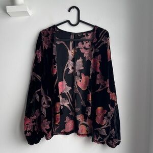 Floral Black and Pink Women's Top